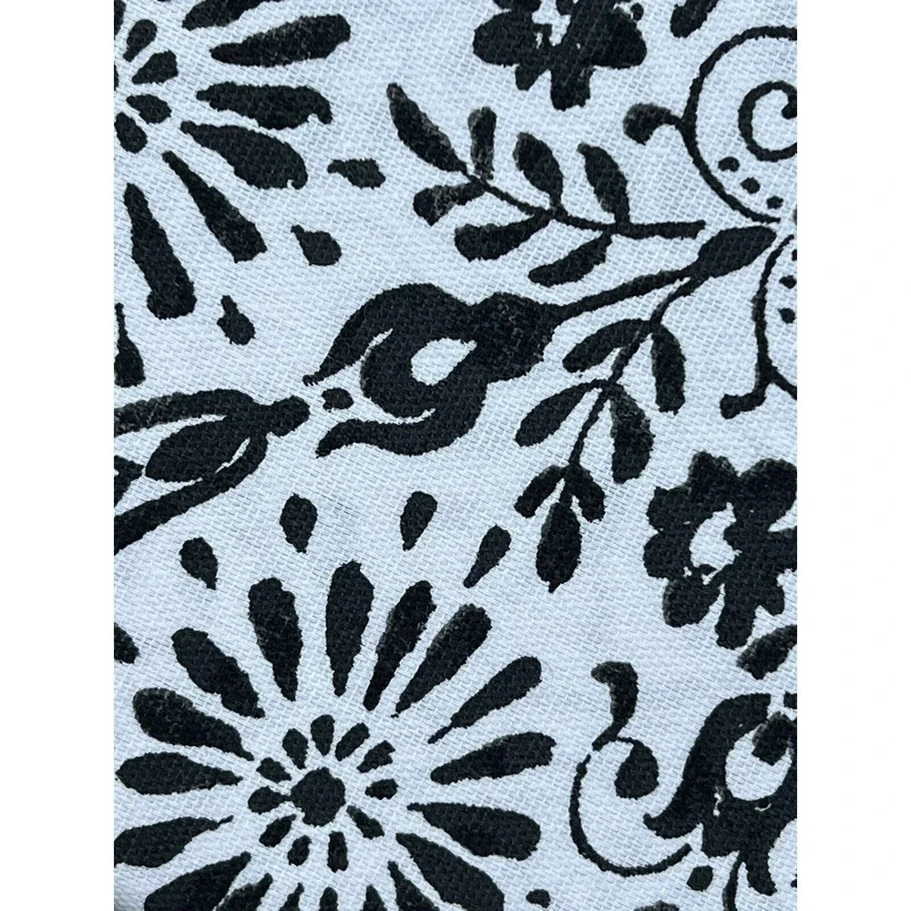 RALPH LAUREN Black Medallion Flower SHOWER CURTAIN 100% Cotton Fabric New